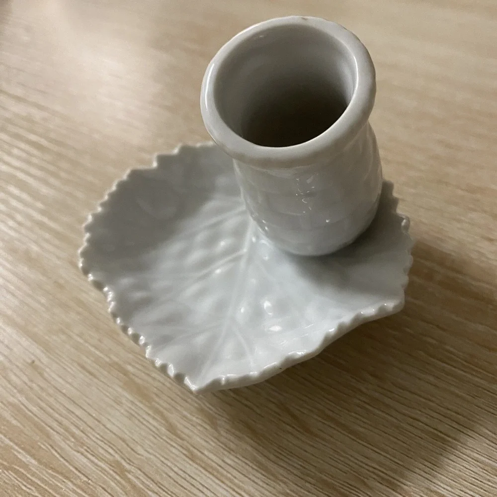 IW Rice & Co Inc Candle Holder Rosebud Bud Vase Trinket Dish Floral Leaf Flower